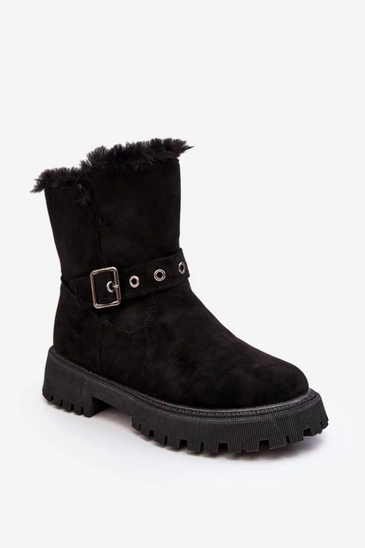 Damskie Buty damskie Vinceza Botki Damskie Z Futerkiem Na Suwak Czarne Morcos