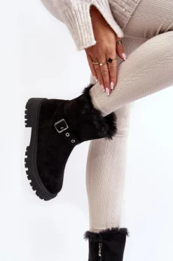 Damskie Buty damskie Vinceza Botki Damskie Z Futerkiem Na Suwak Czarne Morcos