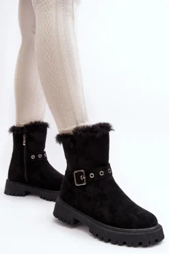 Damskie Buty damskie Vinceza Botki Damskie Z Futerkiem Na Suwak Czarne Morcos