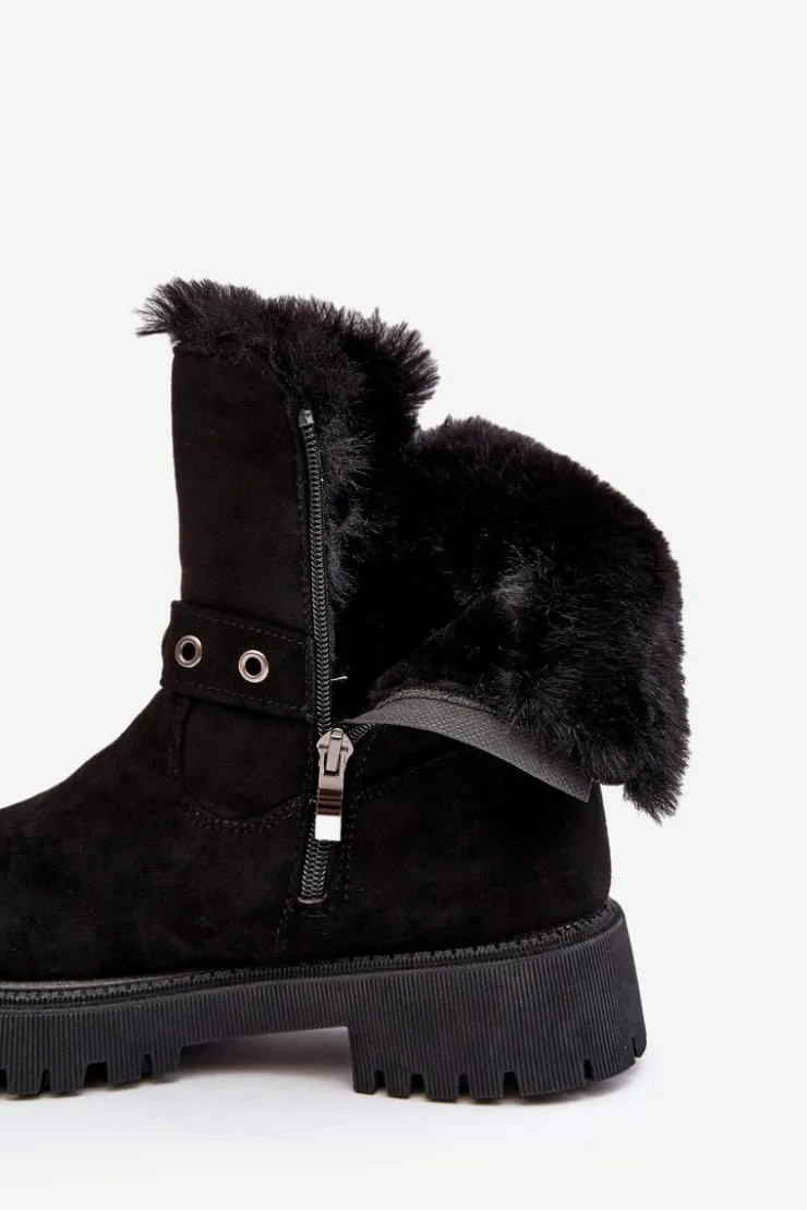 Damskie Buty damskie Vinceza Botki Damskie Z Futerkiem Na Suwak Czarne Morcos