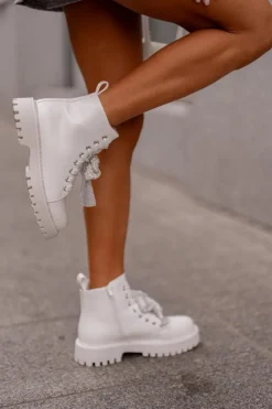 Boto Botki Sznurowane|Czarne Botki*Botki Damskie Z Kokardą Białe Ocenttia