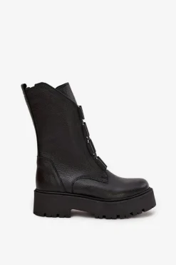 Zazoo Brązowe I Beżowe Botki|Botki Płaskie*Botki Damskie Z Naturalnej Skóry Na Platformie 3795 Czarne Czarny