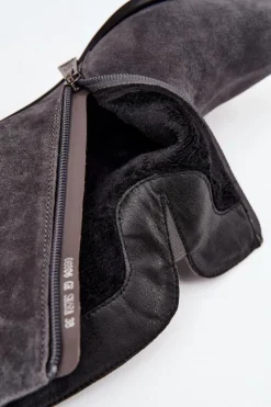 Buty damskie Vinceza Botki Ocieplane|Botki Skórzane*Botki Damskie Z Naturalnego Zamszu Na Obcasie Ocieplane Vinceza 66806 Szare Szary