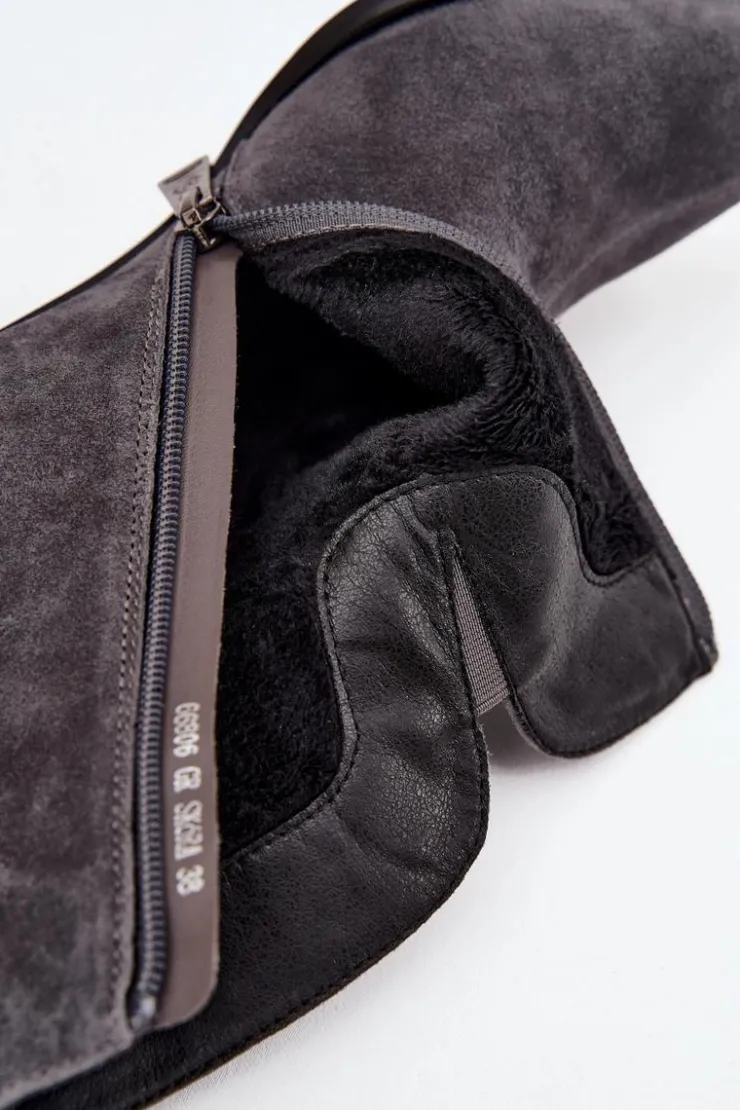 Buty damskie Vinceza Botki Ocieplane|Botki Skórzane*Botki Damskie Z Naturalnego Zamszu Na Obcasie Ocieplane Vinceza 66806 Szare Szary