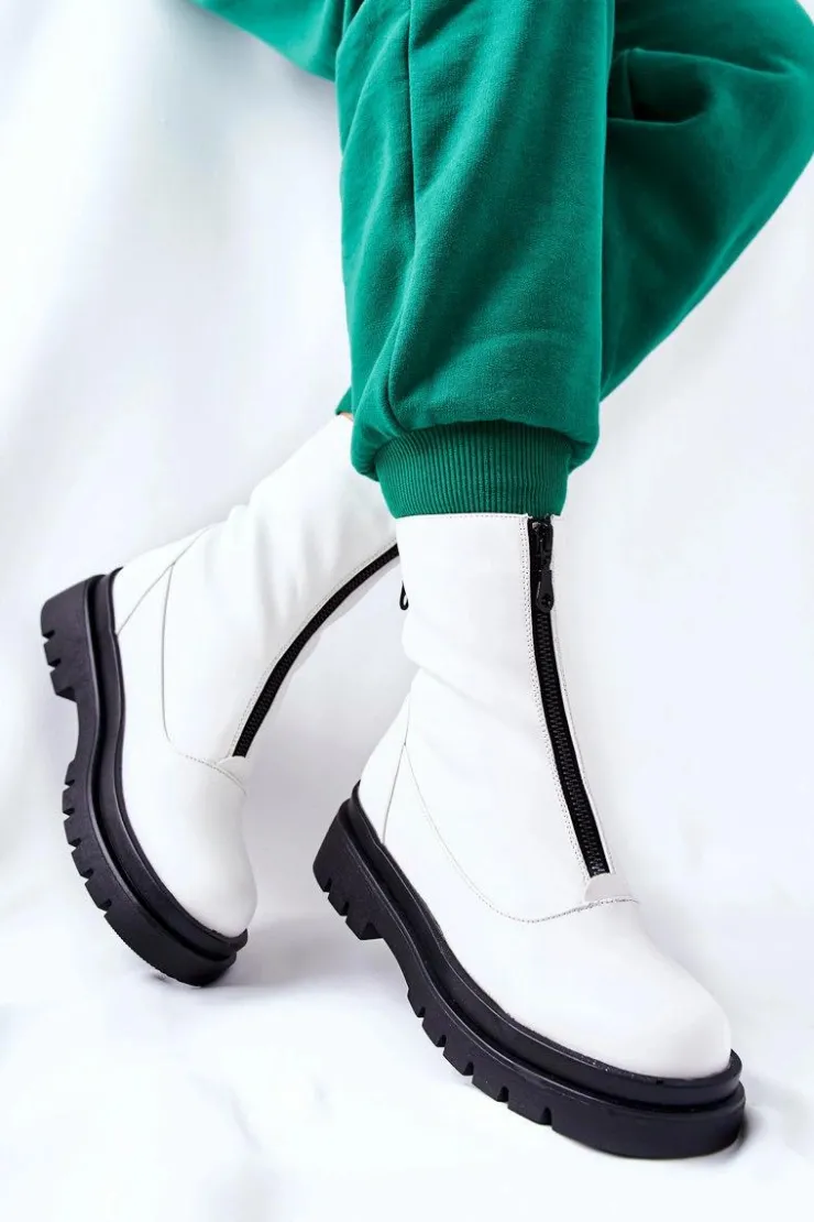 Discount Evento Botki Damskie Z Suwakiem Białe Tierra