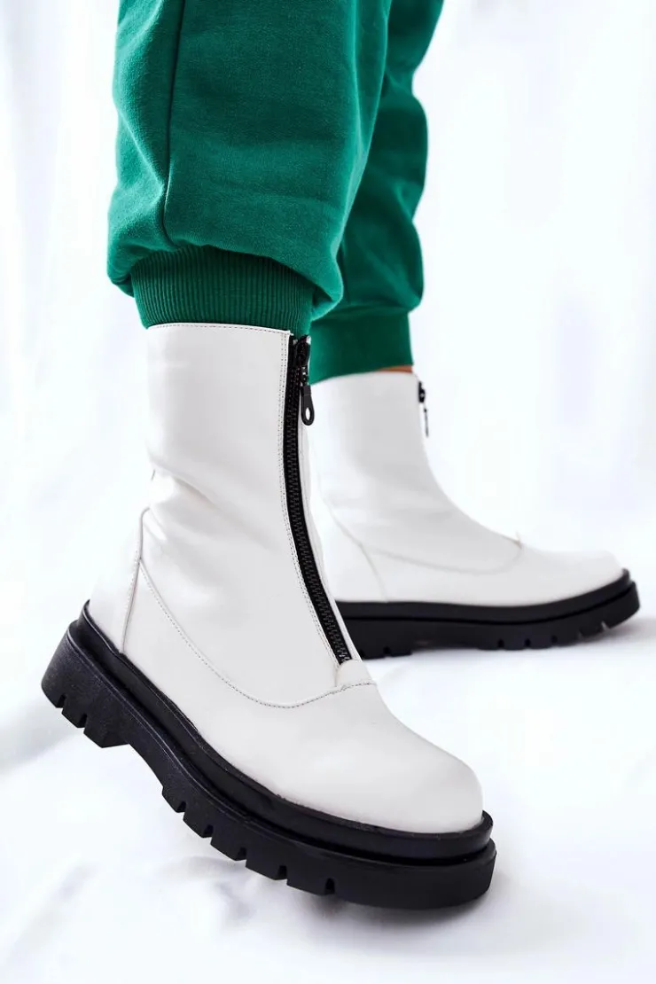 Discount Evento Botki Damskie Z Suwakiem Białe Tierra