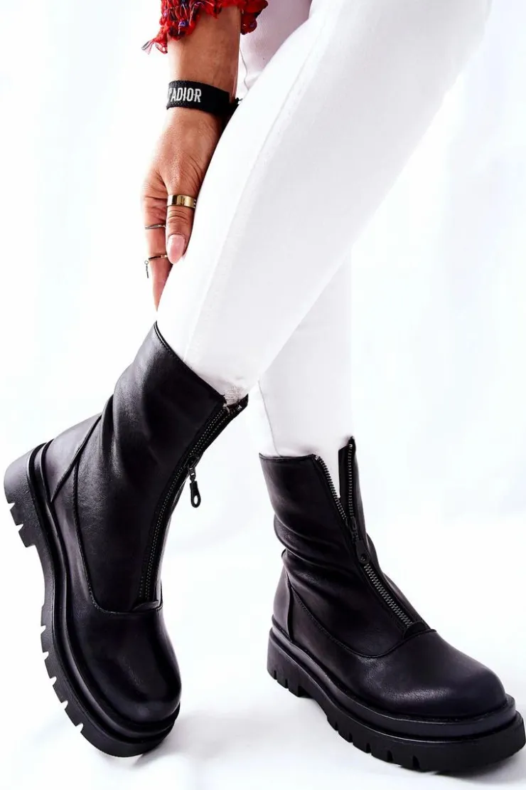 Clearance Evento Botki Damskie Z Suwakiem Czarne Tierra