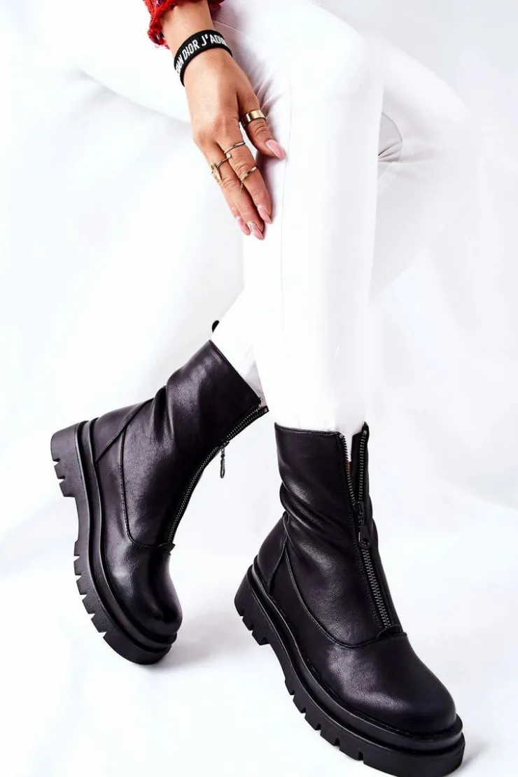 Clearance Evento Botki Damskie Z Suwakiem Czarne Tierra