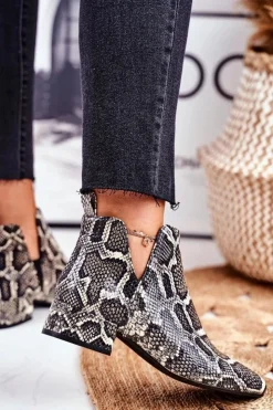 Discount Boto Botki Damskie Z Wycięciami Skórzane Wężowe Visconi 2625804