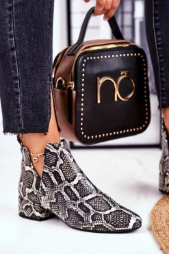 Discount Boto Botki Damskie Z Wycięciami Skórzane Wężowe Visconi 2625804