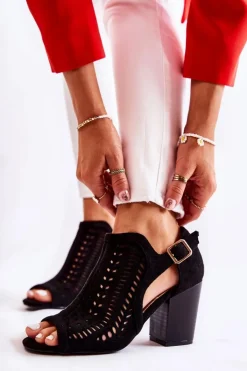 Boto Botki Wiosenne|Botki Na Słupku*Botki Damskie z Wycięciem Wiosenne Czarne Beyond Us