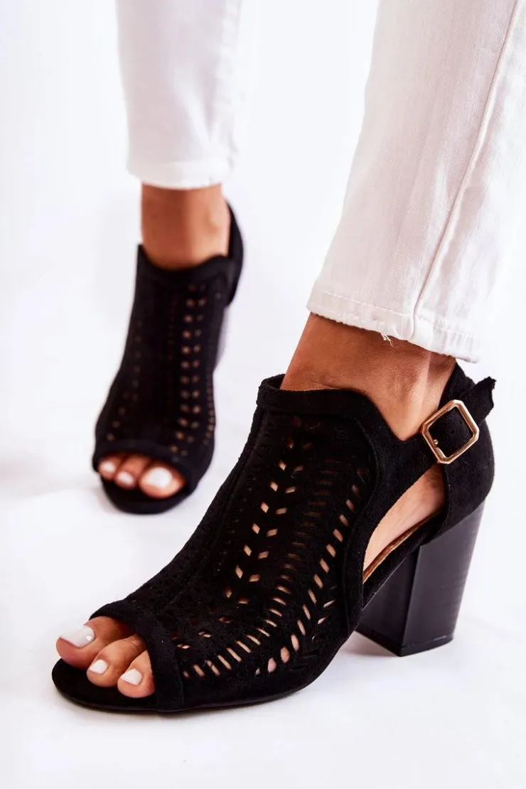 Boto Botki Wiosenne|Botki Na Słupku*Botki Damskie z Wycięciem Wiosenne Czarne Beyond Us