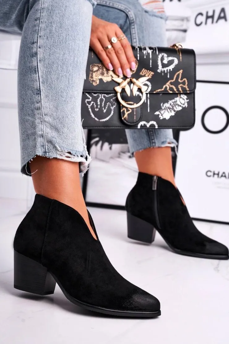 Damskie Buty damskie Vinceza Botki Damskie Z Wycięciem Czarne Best Choice