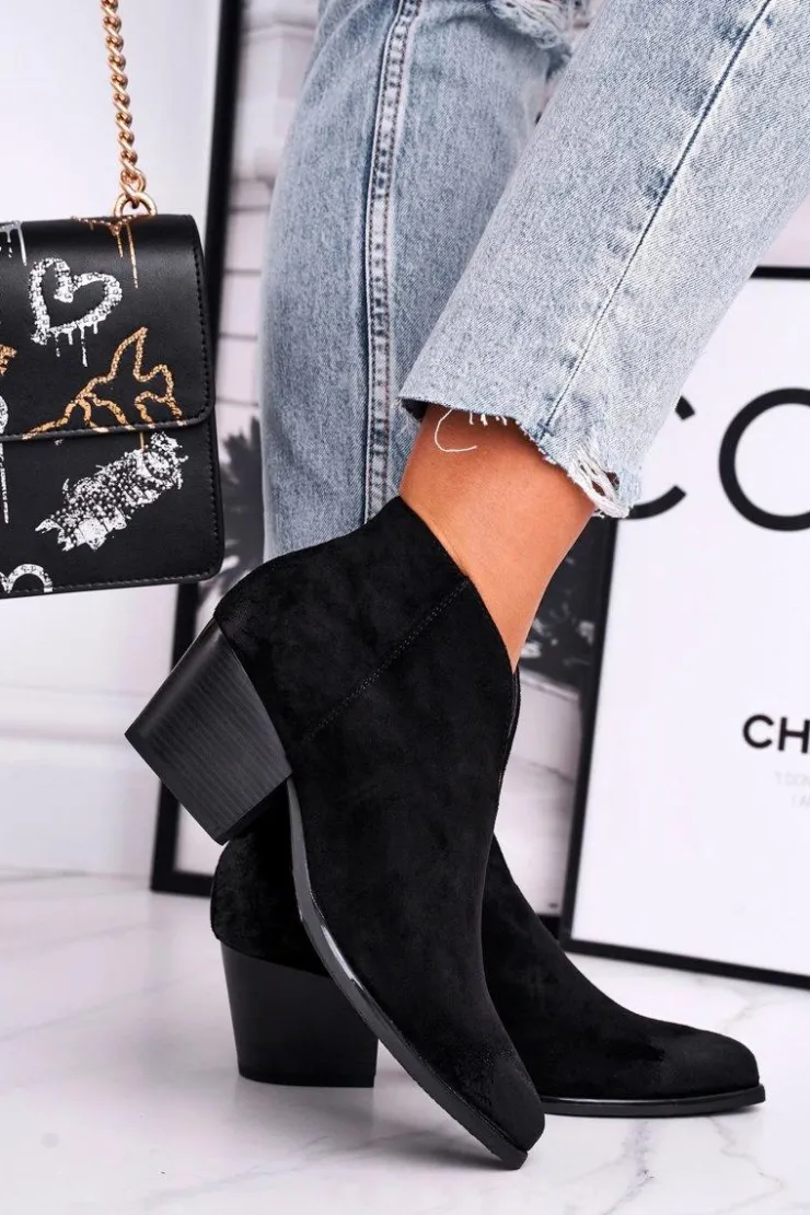 Damskie Buty damskie Vinceza Botki Damskie Z Wycięciem Czarne Best Choice