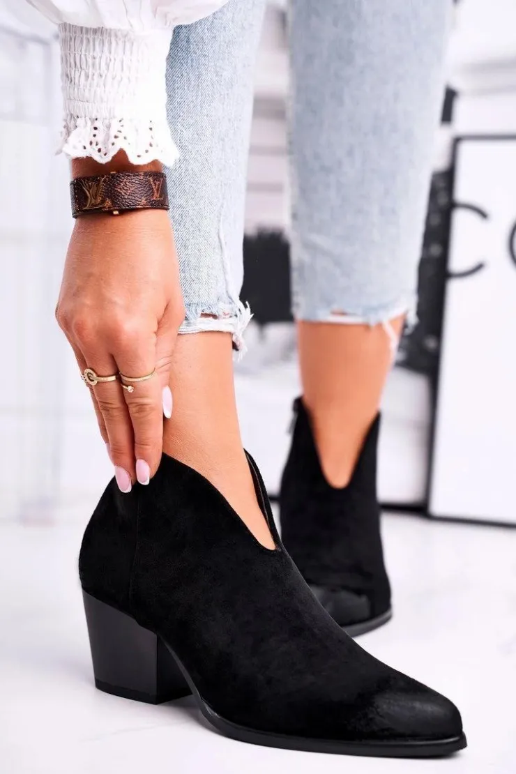 Damskie Buty damskie Vinceza Botki Damskie Z Wycięciem Czarne Best Choice