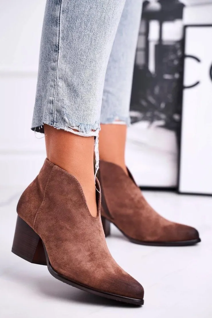 Buty damskie Vinceza Botki Damskie Z Wycięciem Beżowe Best Choice