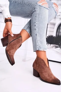 Buty damskie Vinceza Botki Damskie Z Wycięciem Beżowe Best Choice