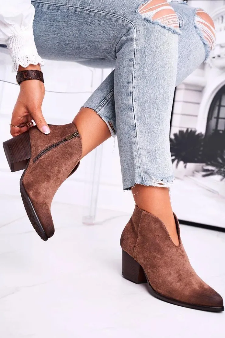 Buty damskie Vinceza Botki Damskie Z Wycięciem Beżowe Best Choice