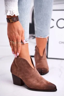 Buty damskie Vinceza Botki Damskie Z Wycięciem Beżowe Best Choice