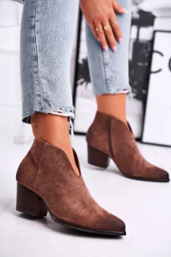 Buty damskie Vinceza Botki Damskie Z Wycięciem Beżowe Best Choice