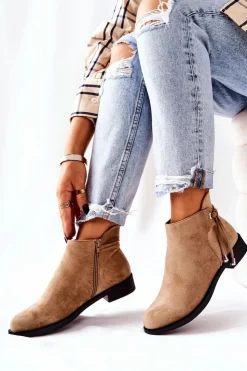 Boto Czarne Botki|Botki Zimowe Damskie*Botki Damskie Zamszowe Beżowe Numbero