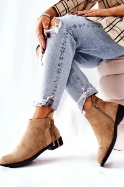 Boto Czarne Botki|Botki Zimowe Damskie*Botki Damskie Zamszowe Beżowe Numbero