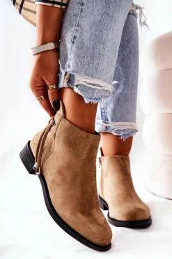 Boto Czarne Botki|Botki Zimowe Damskie*Botki Damskie Zamszowe Beżowe Numbero