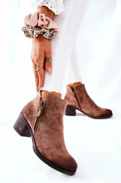 Damskie Buty damskie Vinceza Botki Damskie Zamszowe Beżowe Bellarena