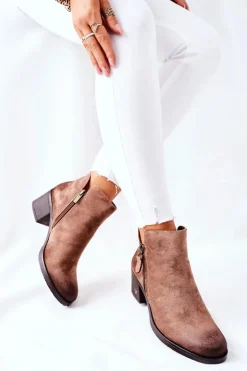 Damskie Buty damskie Vinceza Botki Damskie Zamszowe Beżowe Bellarena