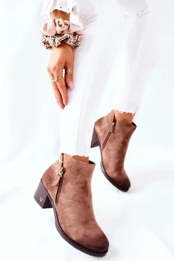 Damskie Buty damskie Vinceza Botki Damskie Zamszowe Beżowe Bellarena