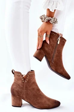 Clearance Buty damskie Vinceza Botki Damskie Zamszowe Beżowe Brinlack