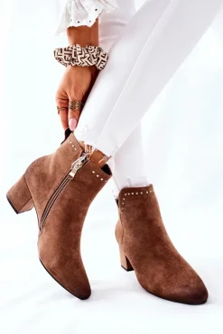 Clearance Buty damskie Vinceza Botki Damskie Zamszowe Beżowe Brinlack