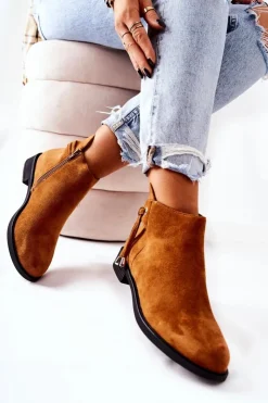 Boto Czarne Botki|Botki Zimowe Damskie*Botki Damskie Zamszowe Camel Numbero