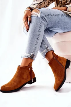 Boto Czarne Botki|Botki Zimowe Damskie*Botki Damskie Zamszowe Camel Numbero