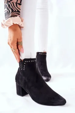 Buty damskie Vinceza Czarne Botki|Botki Zimowe Damskie*Botki Damskie Zamszowe Czarne Brinlack