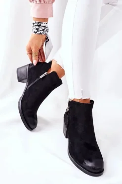 Buty damskie Vinceza Czarne Botki|Botki Zimowe Damskie*Botki Damskie Zamszowe Czarne Bellarena