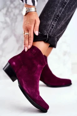 Maciejka Botki Wiosenne|Botki Maciejka*Botki Damskie Zamszowe Fioletowe 04289-05