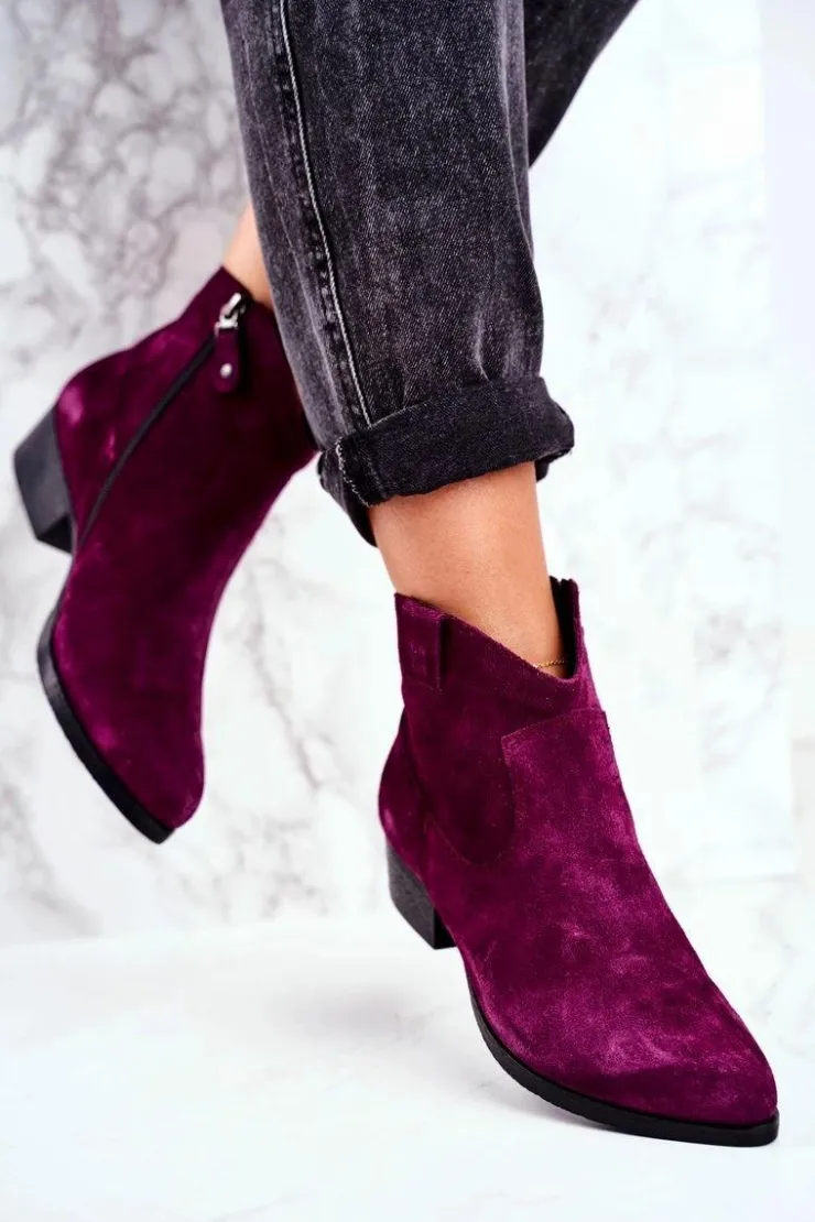 Maciejka Botki Wiosenne|Botki Maciejka*Botki Damskie Zamszowe Fioletowe 04289-05