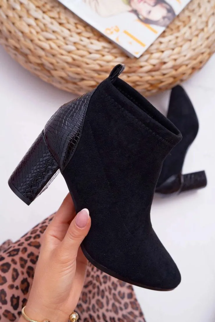 Damskie buty S.Barski Botki Na Słupku|Brązowe I Beżowe Botki*Botki Damskie Zamszowe Na Słupku Czarne Ferrous