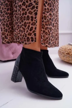 Damskie buty S.Barski Botki Na Słupku|Brązowe I Beżowe Botki*Botki Damskie Zamszowe Na Słupku Czarne Ferrous