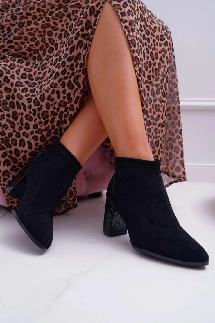 Damskie buty S.Barski Botki Na Słupku|Brązowe I Beżowe Botki*Botki Damskie Zamszowe Na Słupku Czarne Ferrous