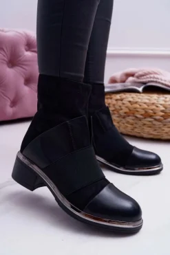 Boto Botki Zimowe Damskie|Botki Zamszowe*Botki Damskie Zamszowe Z Gumką Czarne Mange