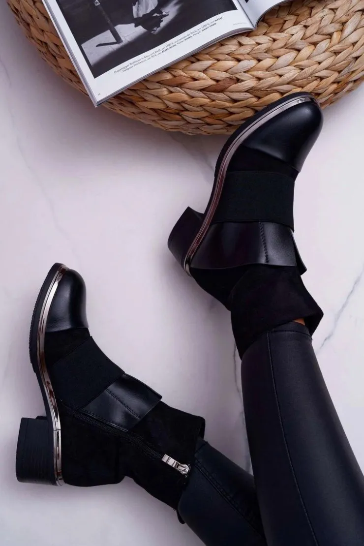 Boto Botki Zimowe Damskie|Botki Zamszowe*Botki Damskie Zamszowe Z Gumką Czarne Mange