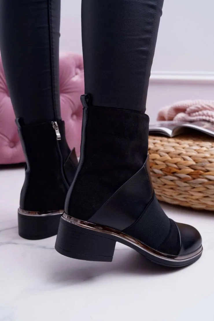 Boto Botki Zimowe Damskie|Botki Zamszowe*Botki Damskie Zamszowe Z Gumką Czarne Mange