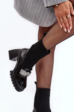 Damskie Damskie buty S.Barski Botki Damskie Ze Skarpetą Na Obcasie D&A MR870-41 Czarne