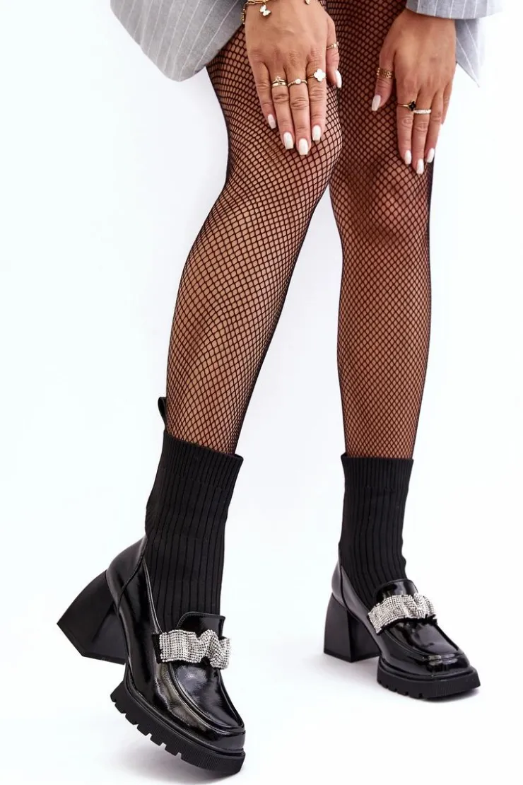 Damskie Damskie buty S.Barski Botki Damskie Ze Skarpetą Na Obcasie D&A MR870-41 Czarne