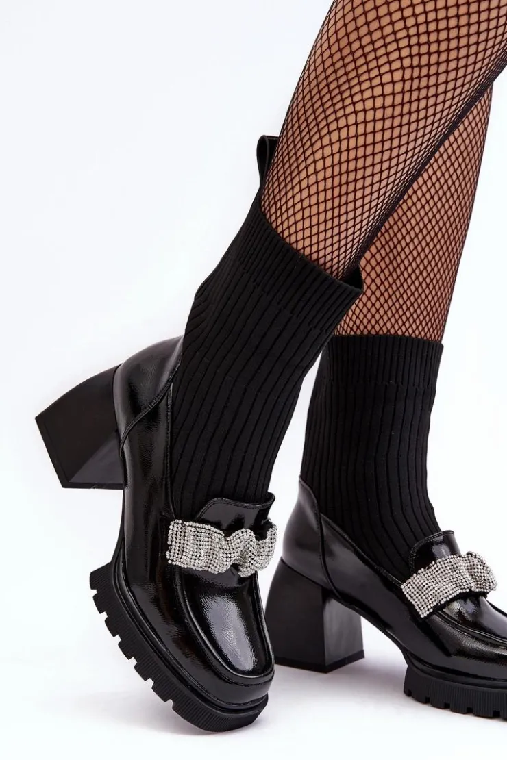 Damskie Damskie buty S.Barski Botki Damskie Ze Skarpetą Na Obcasie D&A MR870-41 Czarne