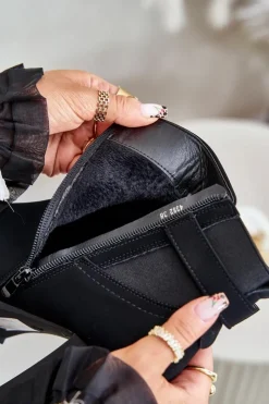 Boto Botki Na Słupku|Czarne Botki*Botki Damskie Ze Złotą Klamrą Na Słupku Ocieplane Czarne Erilanes