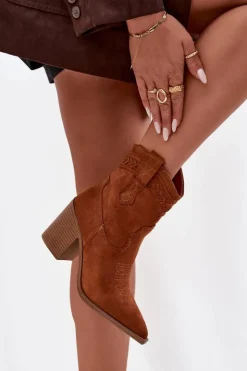 Boto Botki Na Słupku|Botki Na Obcasie*Botki Kowbojki Damskie Na Słupku Camel Jessa Brązowy