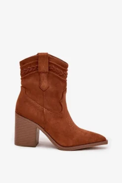 Boto Botki Na Słupku|Botki Na Obcasie*Botki Kowbojki Damskie Na Słupku Camel Jessa Brązowy